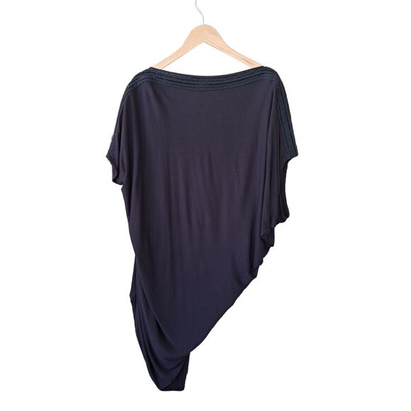 All Saints Oriel Slouchy Tee Size 8 Embellished Boat Neck Asymmetrical Black Top - Picture 11 of 12
